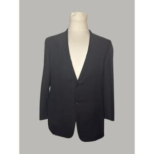 Loro Piana Hickey Freeman 46R Worsted Wool Single Vent Men Suit Blazer Black 150